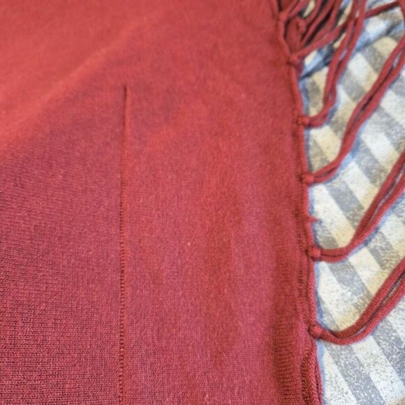 MICHAEL Michael Kors Fringe Cowl Neck oversized Poncho Large burgundy casual - Picture 10 of 10
